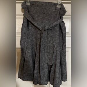 Avenue Denim Wash Midi Skirt with Tie Belt